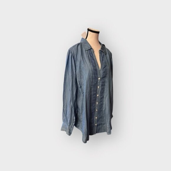 🆕 NWT Women’s torrid 2 Tencel Blue Chambray Button Up Shirt 18 20 2X 2XL XXL - Picture 7 of 12